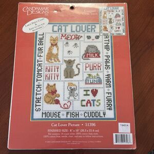 Candamar Designs Cat Lover Counted Cross Stitch Kit Picture 8 x 10 Finished
